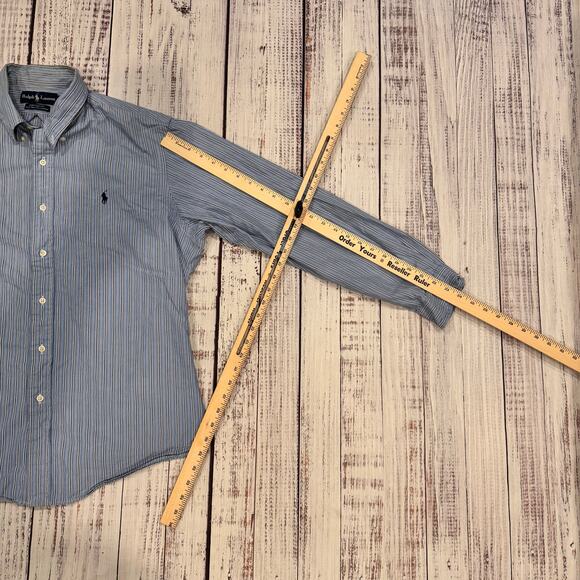 Polo Ralph Lauren Custom Fit Striped Button Down Shirt XL 2-Ply Cotton - Picture 4 of 6